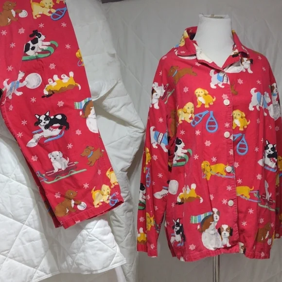 Nick & Nora puppies pajamas, sz large - Picture 1 of 16
